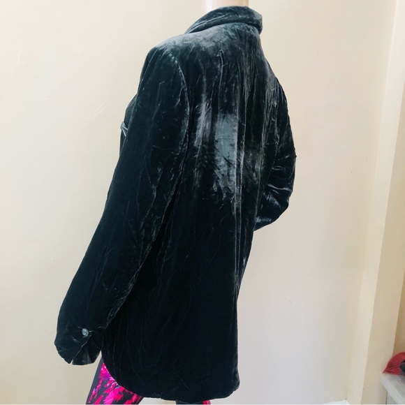 Anthropologie Velvet Blazer Jacket Size Large Slate Gray - Picture 4 of 9